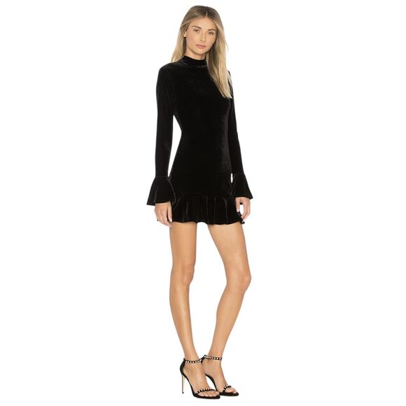 Lovers + Friends Dresses & Skirts - Lovers‎ + Friends Velvet Long Sleeve Simone Ruffle Cocktail Party Mini Dress M